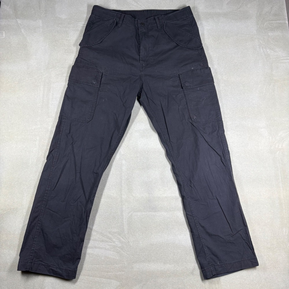 Levi Strauss Mens Black Cargo Pants Straight Leg 6-Pocket Utility W32 L34